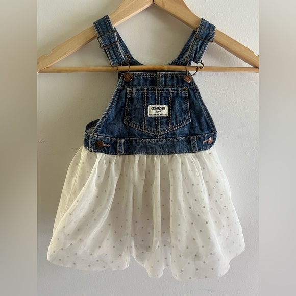 Oshkosh Girls Denim Dress Ballerina Tulle Skirt 18 Months - Picture 1 of 8